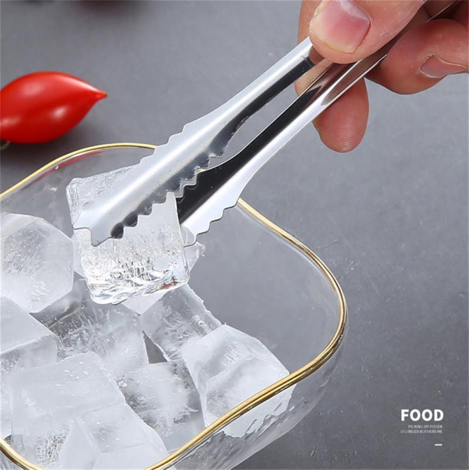 JINGYAN Pince à glaçons 1 Pcs Ice Clip Stainless Steel Tongs Gold Sugar Cube Metal Food Meat Bread Party Kitchen Accessories