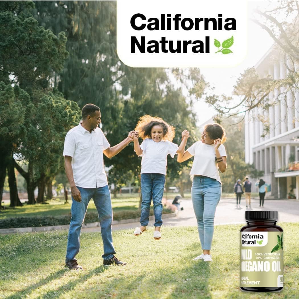 Wild Oregano Oil Vegetarian Soft Capsules - California Natural - Immune System & Digestive Support - Promote Gut Health & Healthy Digestion - 100% Vegetarian - 70% Carvacrol - Herbal 90 Count