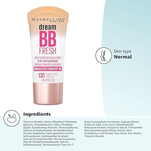 Vista 9 de Maybelline - Dream Fresh BB Crema hidratante para piel, 8 en 1, bálsamo de belleza, perfeccionador con amplio espectro, FPS 30, cobertura de tono