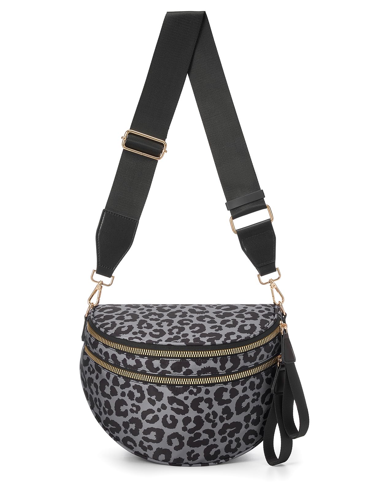 Pure Colour Crossbody Bag Bum Bag for Women,Spacious Purse Fanny Packs Belt Bag,Oversized Bum Bag (Black Grey Leopard Print Bum Bag)