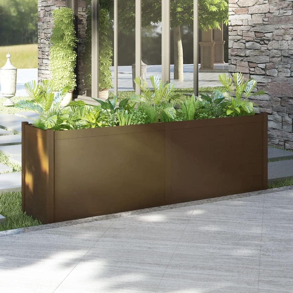 vidaXL Garden Planter - Solid Pinewood Material, Honey Brown Finish, Large Raised Bed, Outdoor Use, Assembly Required, Measures 78.7"x19.7"x27.6".