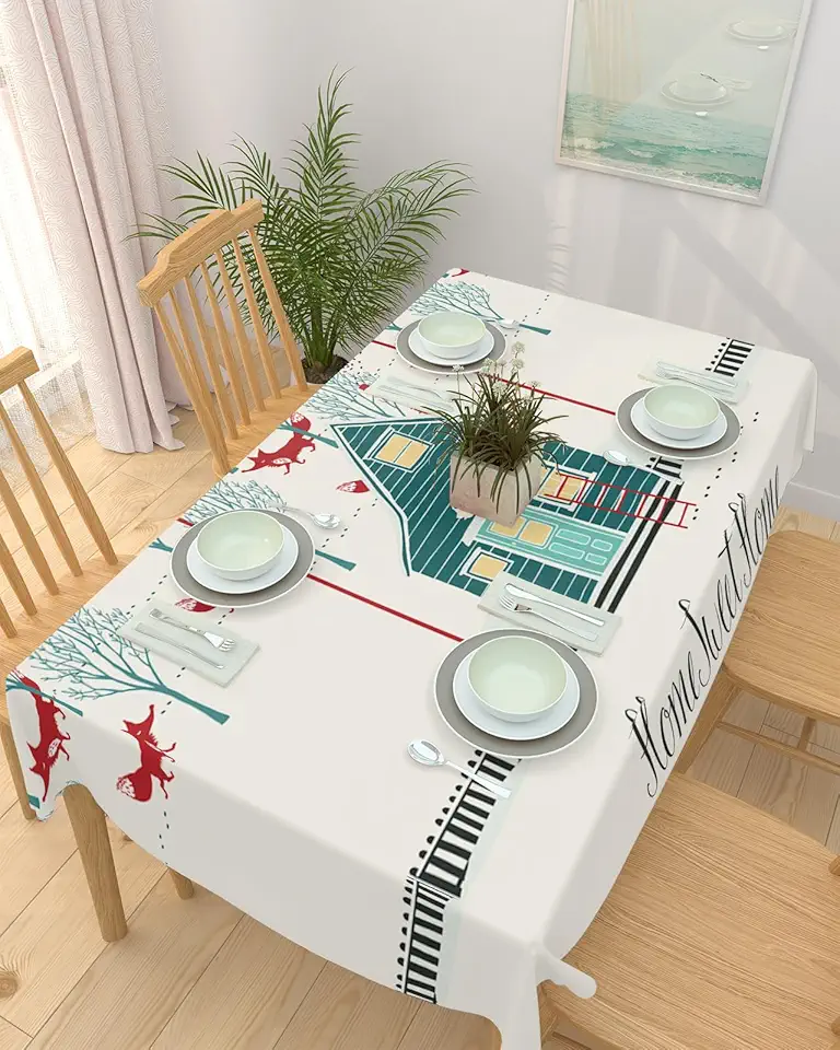 Rectangle Waterproof Table Cloths Forest Fox Home Illustration...