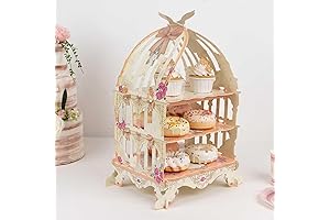 Efavormart 3-Tier White Peach Birdcage Cupcake Stand