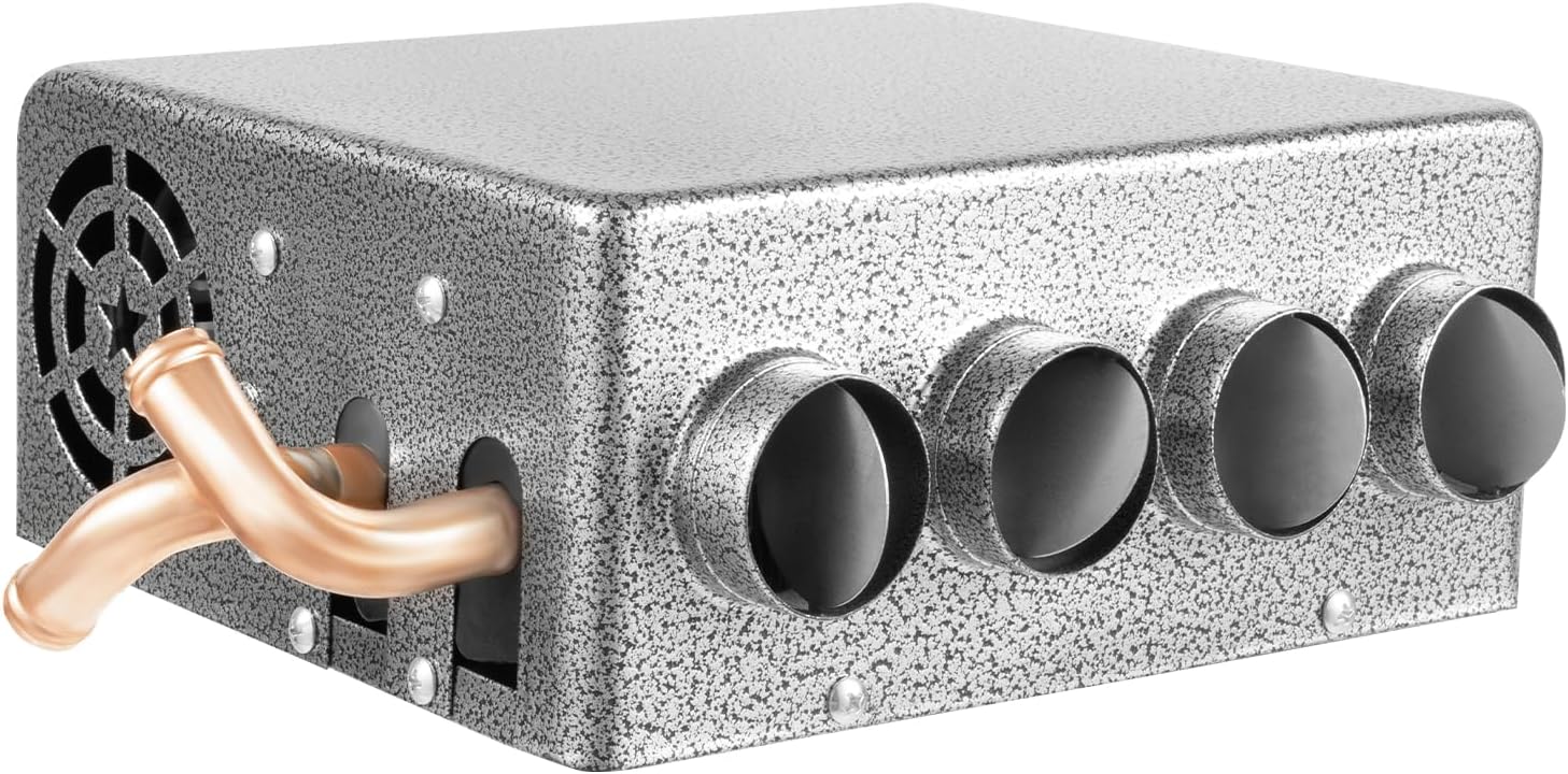 12V Car Auxiliary Heater, 4 Ports Universal Underdash Compact Auxiliary Heater, Portable Car Heater, Winter Automotive Air Conditioner for Heating&Defrosting