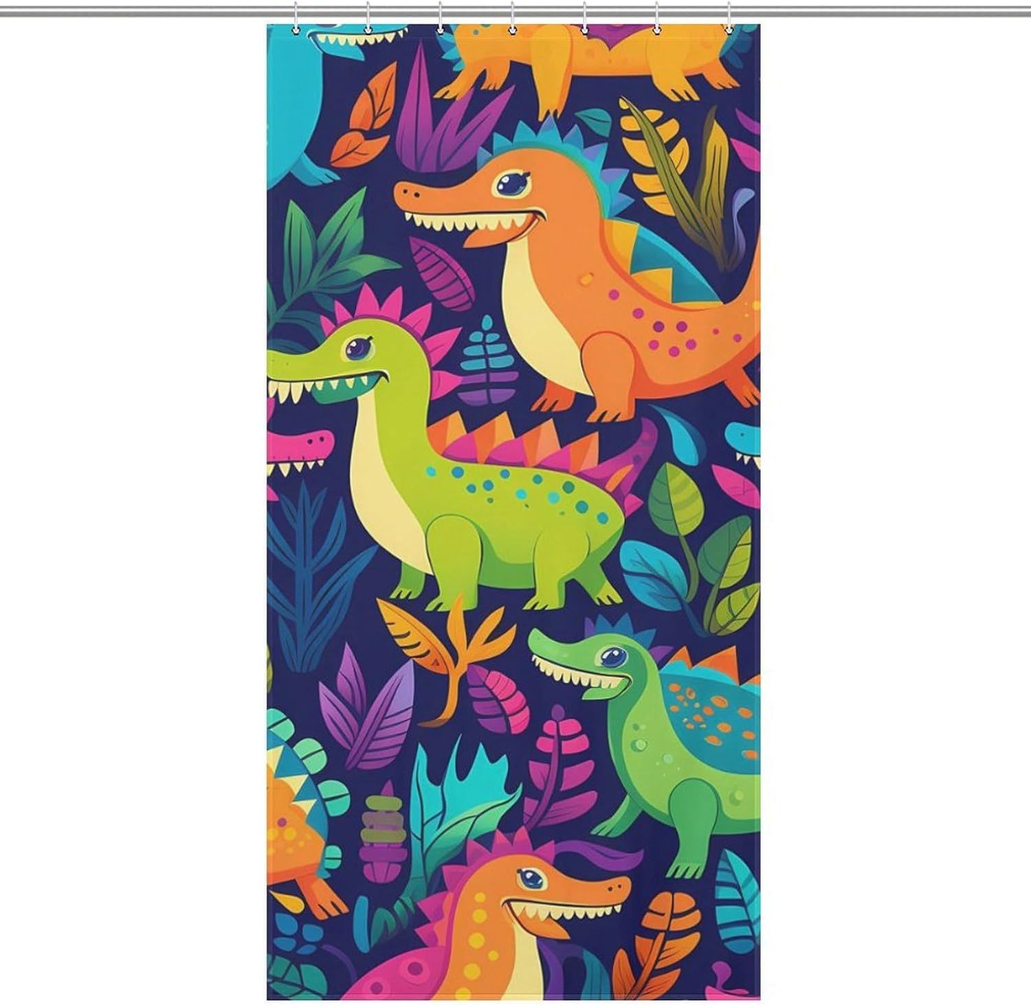 Colorful Dinosaur Funny Shower Curtains Washable Bath Curtain Liner with Hooks for Bathroom Bath Tubs