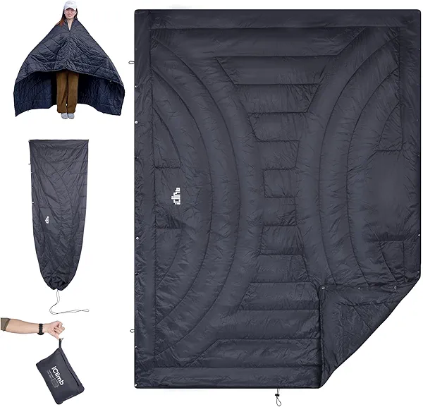 iClimb 3M Thinsulate Insulation Warm Camping Blanket Ultralight Compact (Dark Grey, 1 lb)