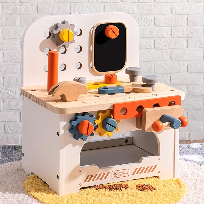 ROBOTIME Mini Tool Bench for Toddlers, Kids Tool Bench Workbench with
