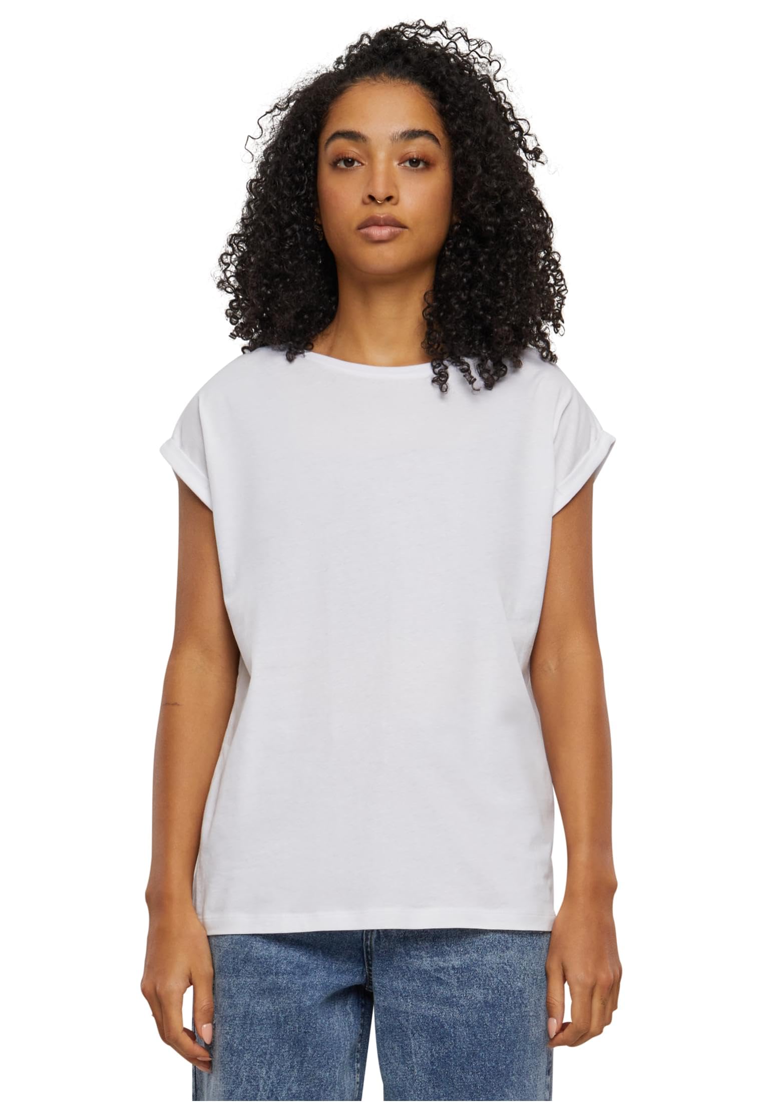 Urban Classics Women's White Extended Shoulder Tee T-Shirt, 4XL