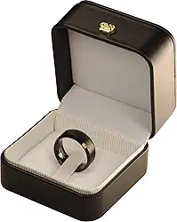 LAODA Caixa de anel preta masculina para noivado, casamento, pedido de casamento, caixa de armazenamento de anel de material de couro PU de luxo com clipe para aliança de casamento masculina grossa e