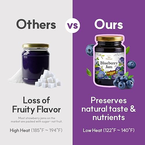 Miniatura 5 de My Normal Mermelada de arándanos baja en calorías, apta para diabéticos, arándanos canadienses 55% jalea de frutas con alulosa, keto y mermelada de