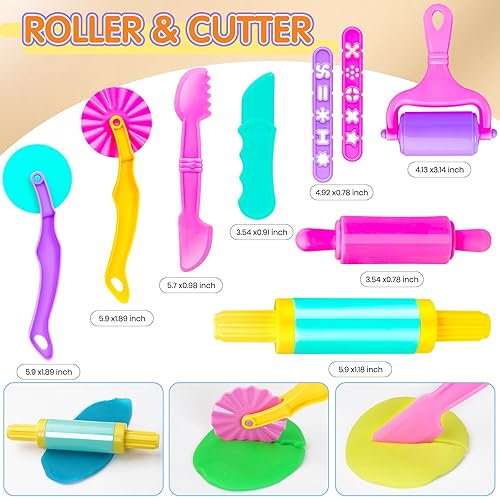 Miniatura 4 de Juegos de herramientas de masa para niños pequeños, bonitos accesorios de masa de juego con caja de almacenamiento de alfombrilla de masa, paquete