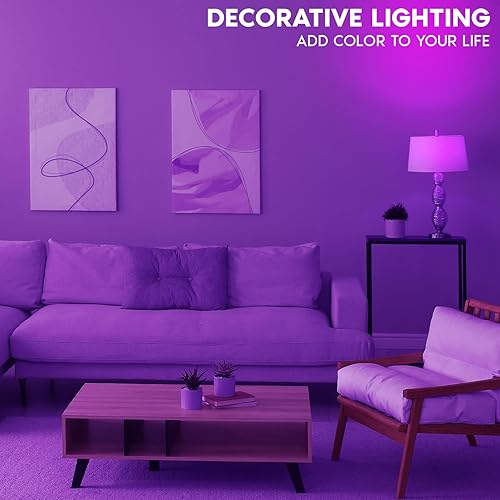 Miniatura 2 de Luxrite Bombillas LED E12 de filamento morado, 4.5 W (equivalente a 40 W), bombilla de cristal de color para candelabro, certificación UL, base E12,