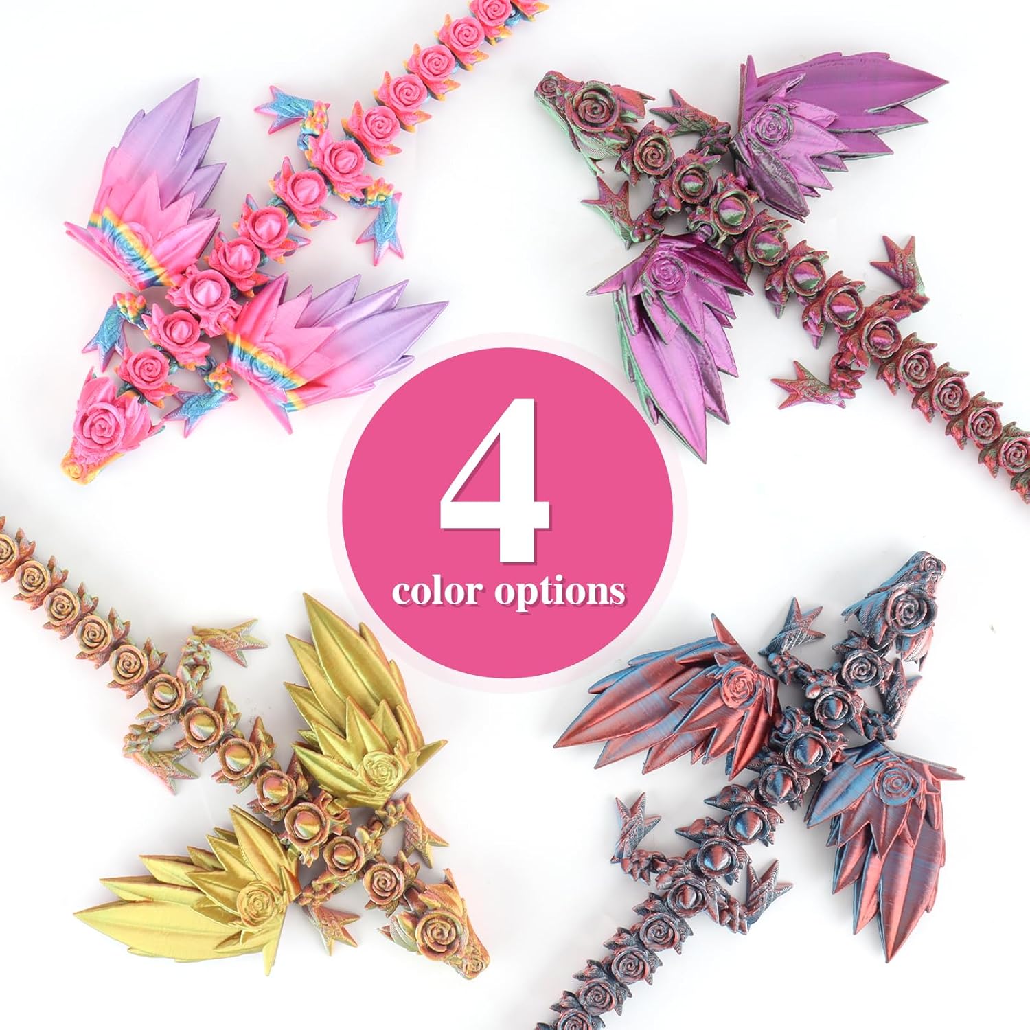 3D Printed Giant Long Dragon - Largest Size Toothless with Wings and Pangolin Features (Silver-red-Bronze)