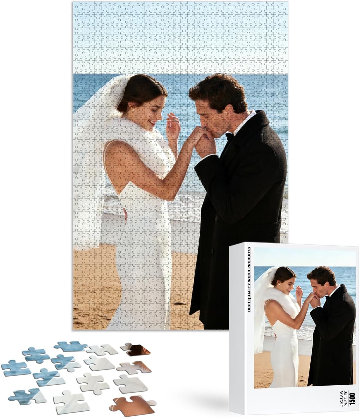 Custom Puzzle, Customize Puzzles from Photos with 120/200/300/500/1000/1500 Pieces, Personalized Wooden Jigsaw Puzzle Gifts for Family, Adults,Valentine's Day