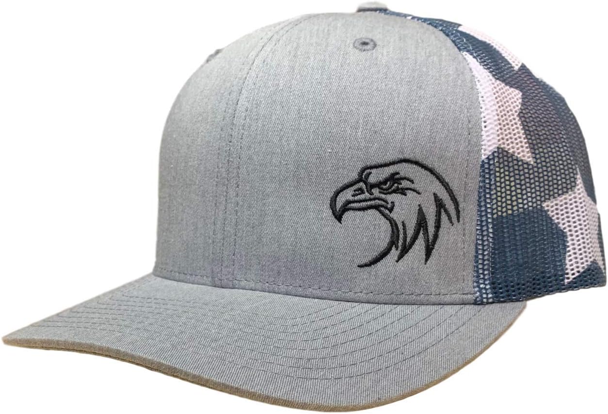 Eagle Head Stars & Stripes Trucker Mesh Snapback Hat Curved Bill