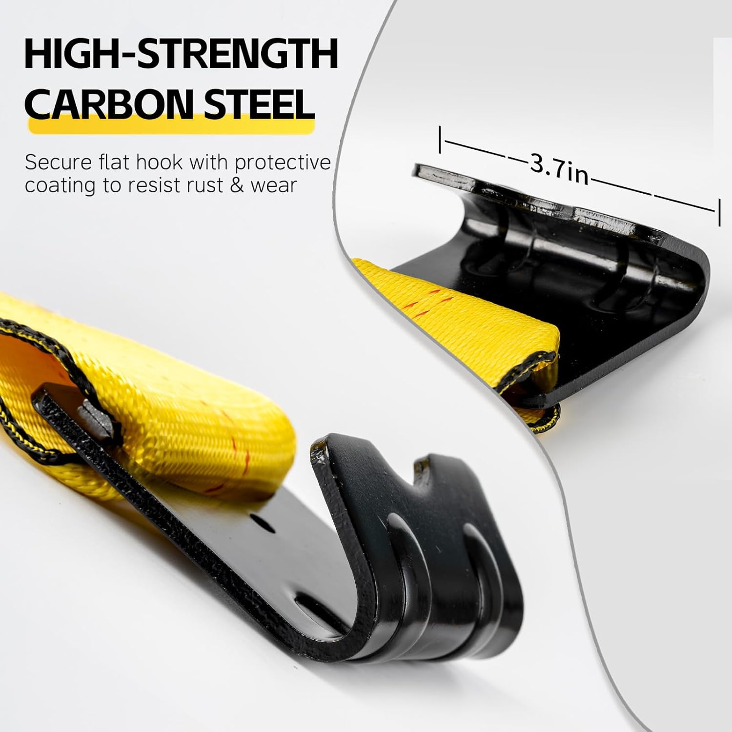 4" x 30' Heavy Duty Winch Straps w/Flat Hooks (4 Pack) - 18,000 lbs Break Strength, 6,000 lbs WLL - Yellow Cargo Tie Down Straps for Flatbed Trailers, Trucks & Towing