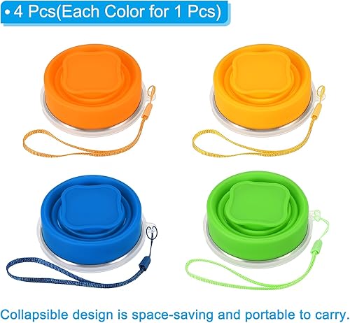 Miniatura 3 de PATIKIL Taza de viaje plegable, paquete de 4 vasos de agua plegables de viaje de 6.8 fl oz, taza de silicona portátil para acampar al aire libre,