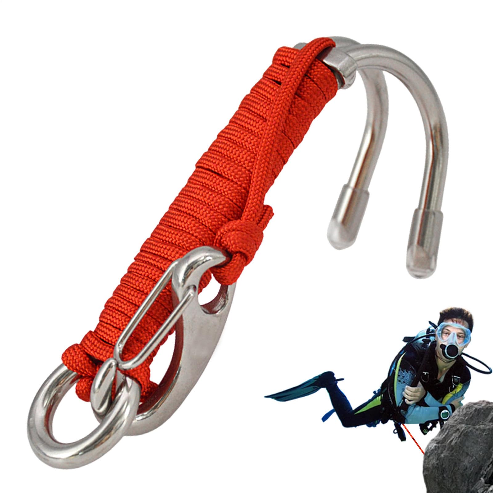 Crochets de plongée en acier inoxydable - Équipement de sécurité avec joint torique pour photographie sous-marine, plongée sous-marine et plongée sous-marine