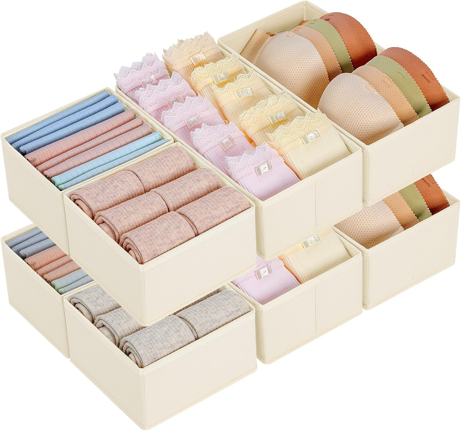 Homsorout Schrank Organizer Schubladen Organizer, 12 Stück Faltbare Aufbewahrungsbox Stoff, Unterwäsche Organizer, Organizer Kleiderschrank für Kleidung, Socken