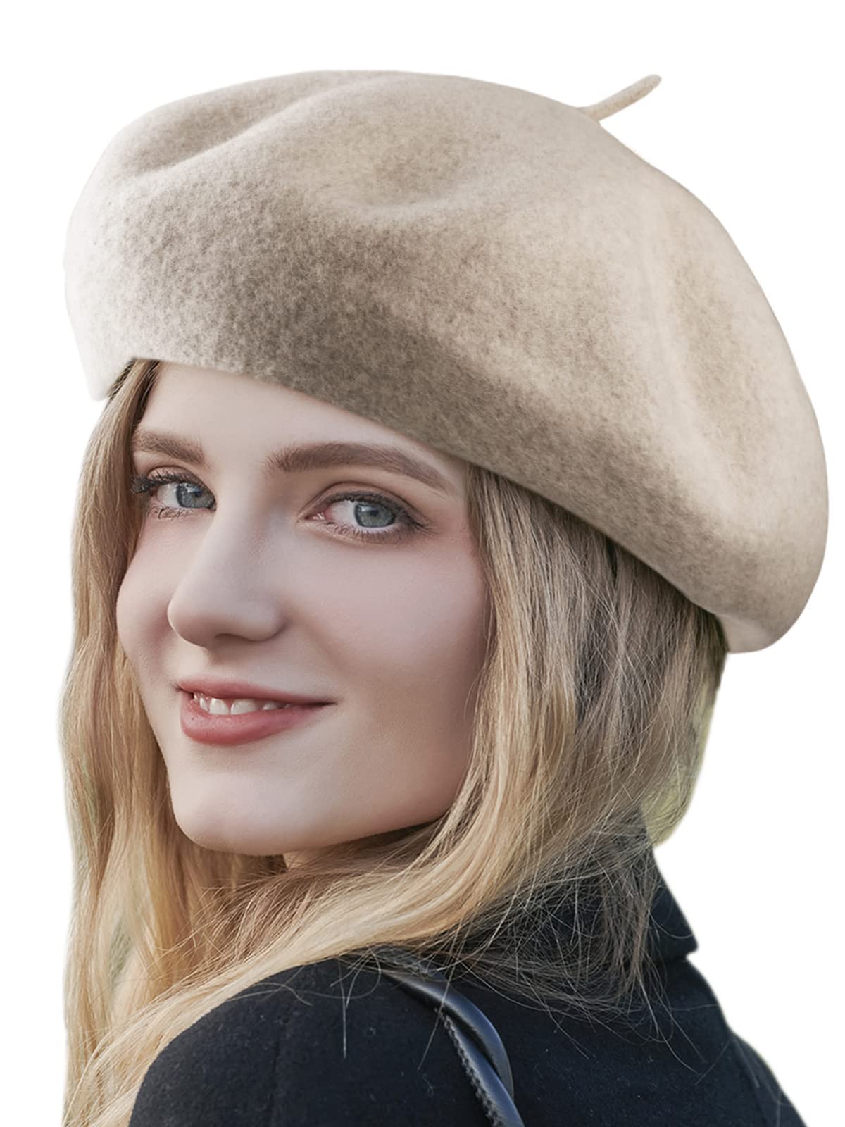 SumoluxWomen Beret Hat French Wool Beret Cap Classic Solid Color Autumn Winter Hats