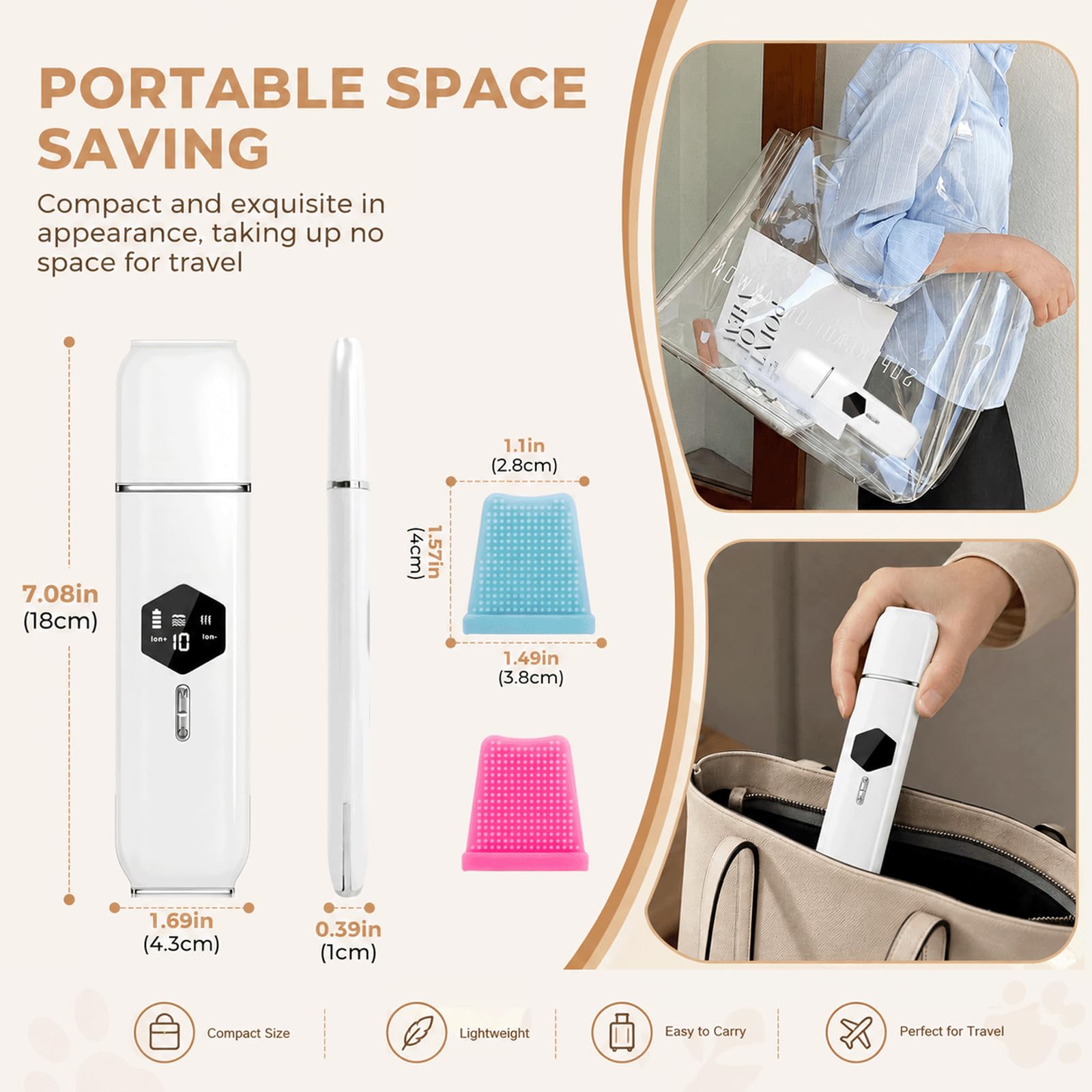 Pulizia Viso Ultrasuoni,Punti neri rimozione,Aspira punti neri,Skin Scrubber,Spatola Ultrasuoni Viso,Peeling Ultrasonico,con 4 Modalità e Intensità Regolabile,per la Pulizia Della Pelle