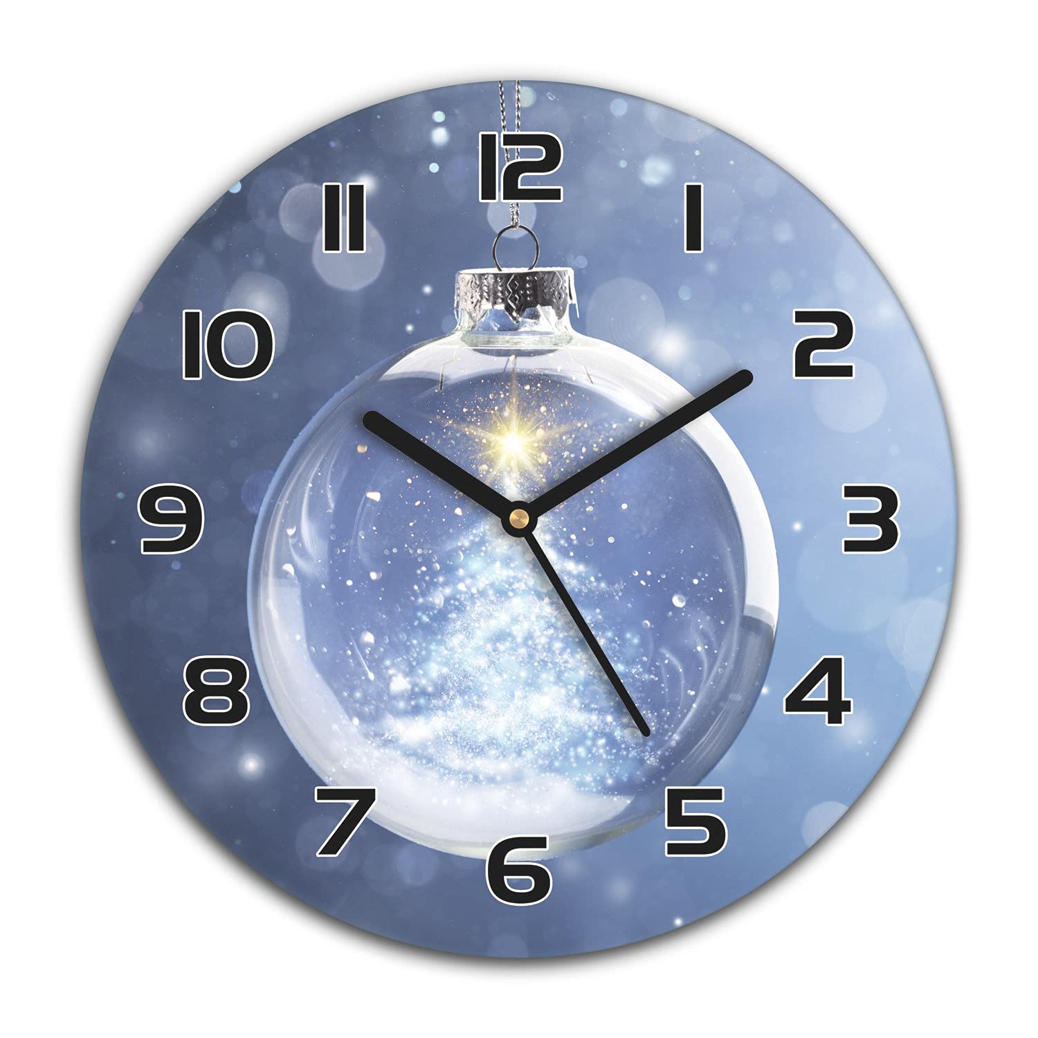 Horloge en verre moderne Noël Coloray 30 cm avec impression haute définition et verre sécurité