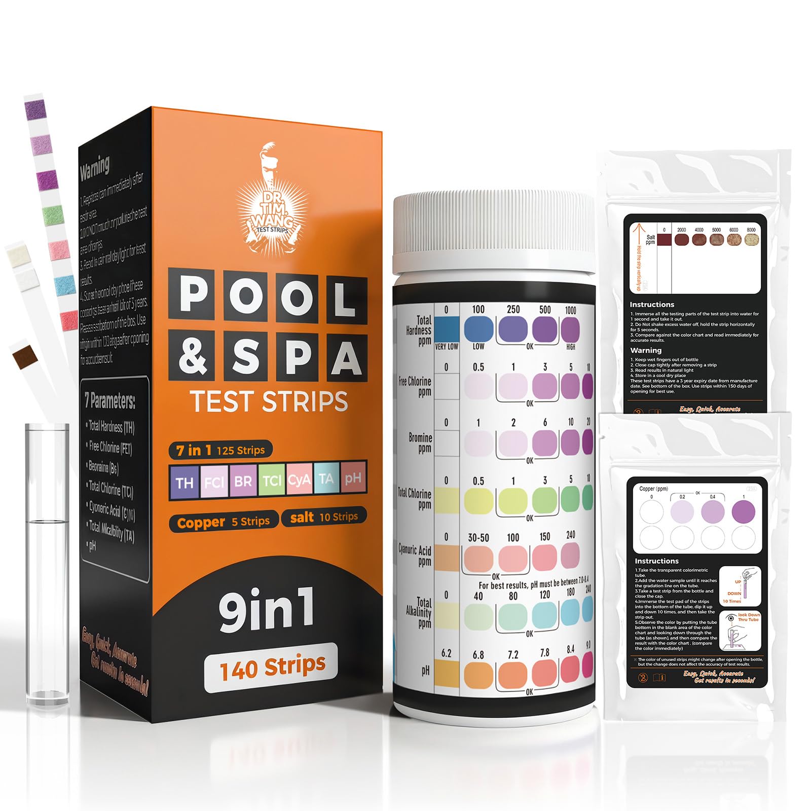 Pool Teststreifen pH Teststreifen 4-in-1 für Whirlpool Schwimmbad & Spa