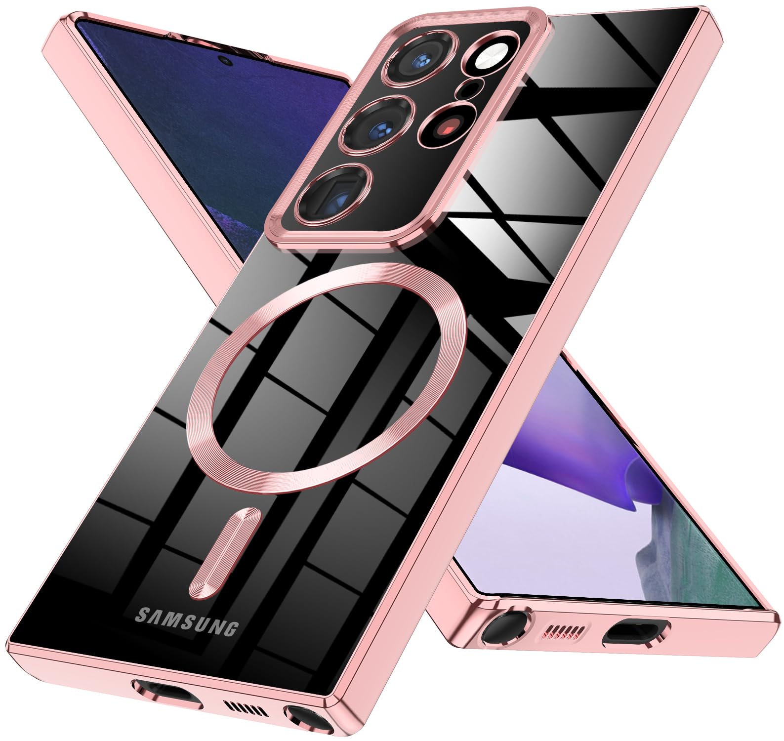 HIYUUTTBS Magnetic Clear Case for Galaxy S22 Ultra Case, Military Drop Protection Anti-Scratch Shockproof Plating Slim Clear Soft Galaxy S22 Ultra