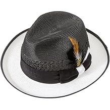 Unisex Foldable Straw Hat with Feathered Accent Adjustable Wide Brim Lightweight Beach Outdoor Travel Decorative Bucke Black