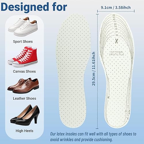 Miniatura 3 de 4 pares de plantillas transpirables para zapatos, insertos universales para zapatos, almohadillas ultra suaves, plantillas cómodas para caminar,
