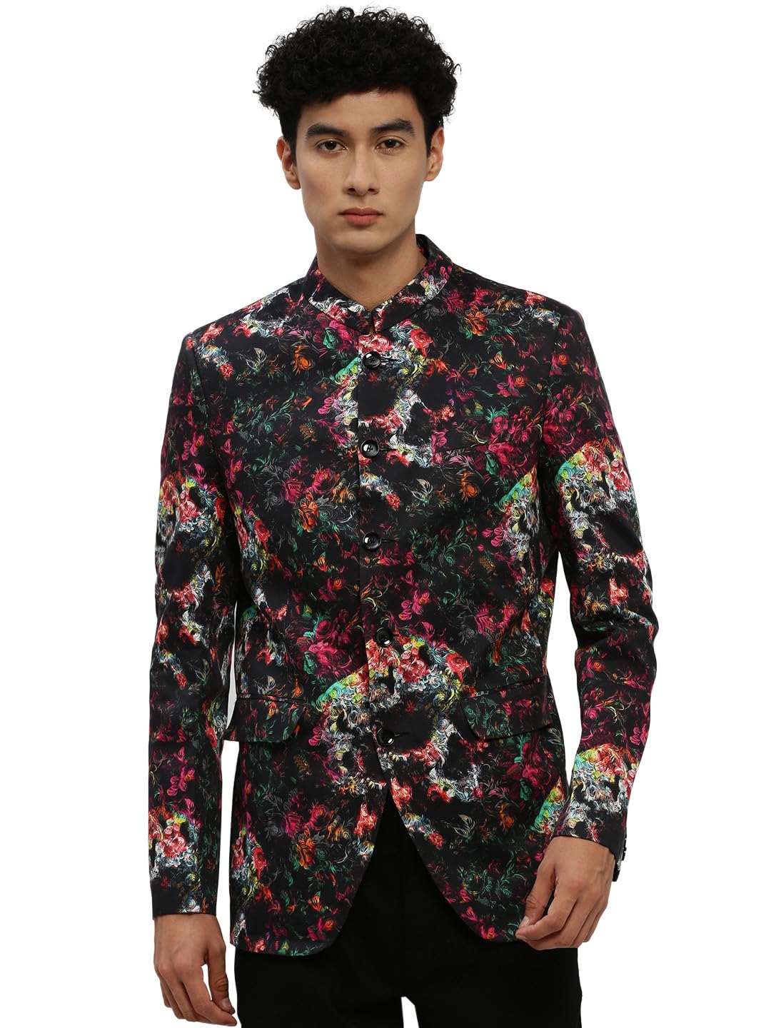 showoffff SHOWOFF Men's Mandarin Collar Black Bandhgala Slim Fit Blazer-SOBLZ-85-10_Black-picture-34