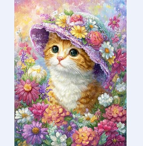 Henypt Advanced 11Ct Embroidery Cute Cat Cross Stich Kit Adults Beginners,Stamped Cross Stitch Kits,Christmas,Birthday Gifts Needlework Kit