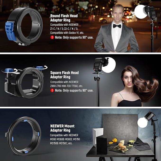 Difusor Neewer CRS6 Softbox con 3 Anillos Adaptadores miniatura 3