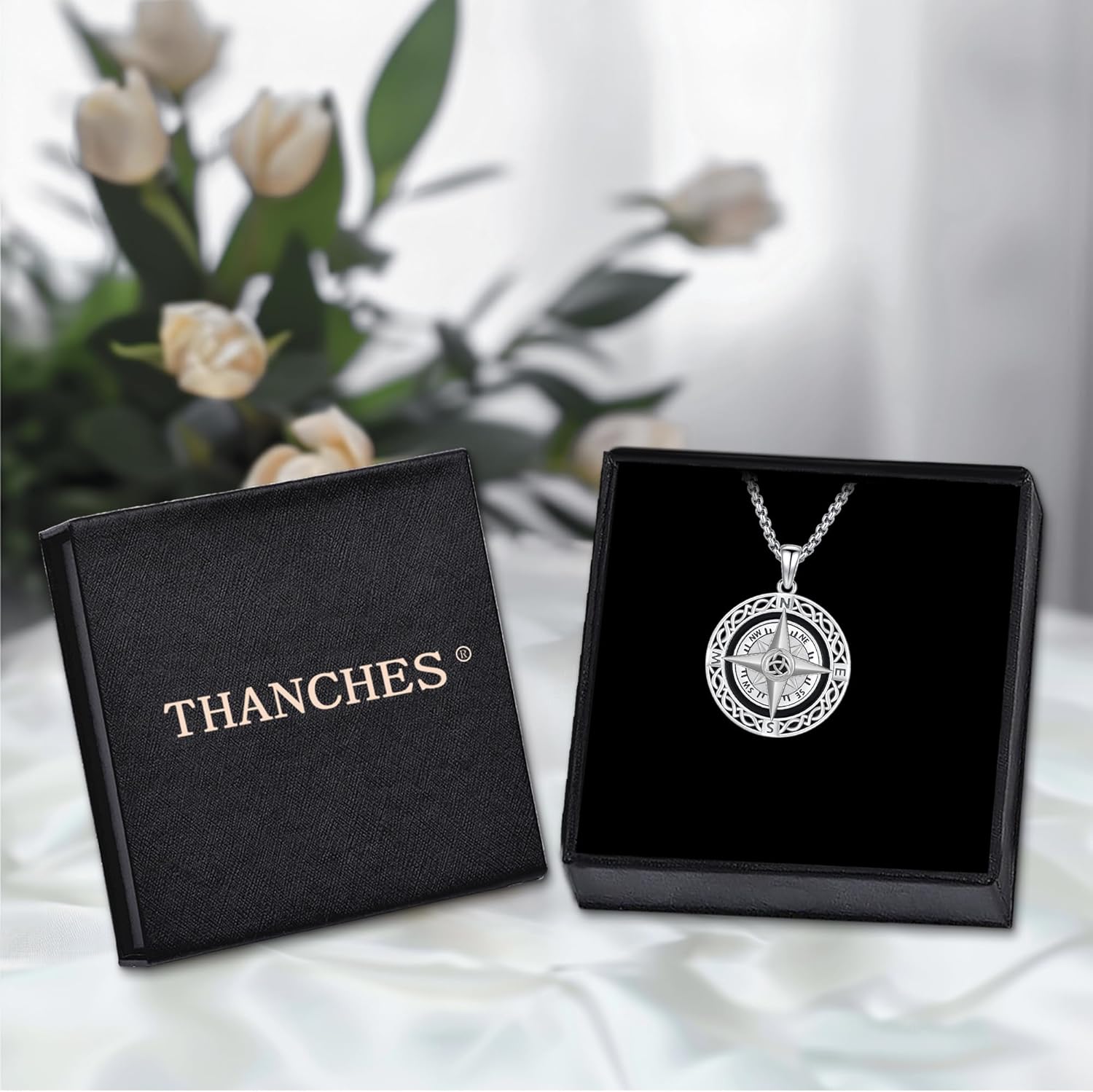 Celtic Knot Compass Pendant Necklace for Women Men, 925 Sterling Silver Charm Compass Necklace Christmas Gifts for Wife Birthday Gifts Graduation Travel Jewelry Gift - Image 6