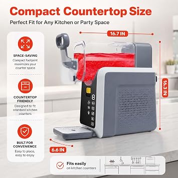 Countertop Slushie Machine for Home, Slushi Machine with LED Display, Slushy Maker with Frozen Margarita Programs for Frappes, Smoothies, Ideal for Home Bar, Party, Family Gathering, No Ice Needed