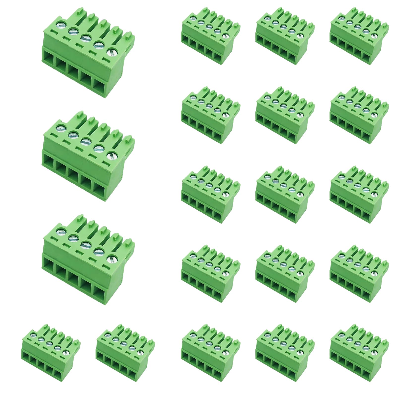 20 PCS 3.81mm 5 Pin Phoenix Type Quick Connector PCB Screw Terminal Block Plug Connector for 28-16AWG Cable