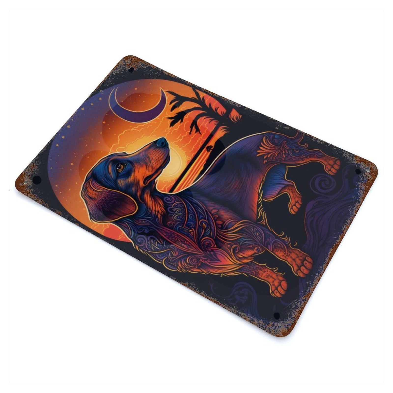 Dachshund Style 4 Rust Effect Tin Sign 11.8"x7.9", Farmhouse Wall Decor for Farmhouse, Kitchen And Entryway Decor