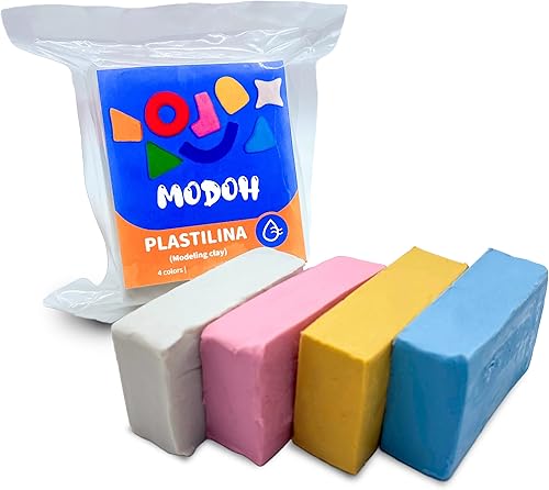 MODOH Arcilla de modelado a base de aceite de plastilina, 2 libras, no endurecida, larga duración, no tóxica y sin hornear, arcilla de aceite