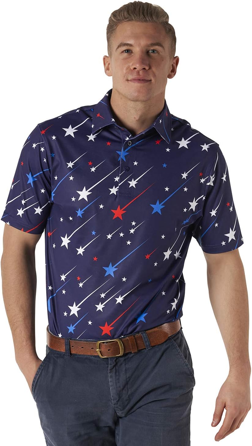 Royal & Awesome American Flag Golf Shirt, Patriotic Golf Shirt, USA Golf Shirts - Image 4