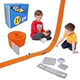 18Ft Flexible Race Track for Kids, with Three Types of Hooks,Monster Blue Truck Ramp with Hot Wheels and Diecast 1/64th Cars and More Rolls Up Portable Racetrack