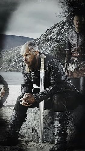 Miniatura 4 de Espada Ragnar Lothbrok con vaina y placa de exhibición - Espada de los reyes vikingosespada Ragnar - Espada medieval de fantasía de los vikingos, el