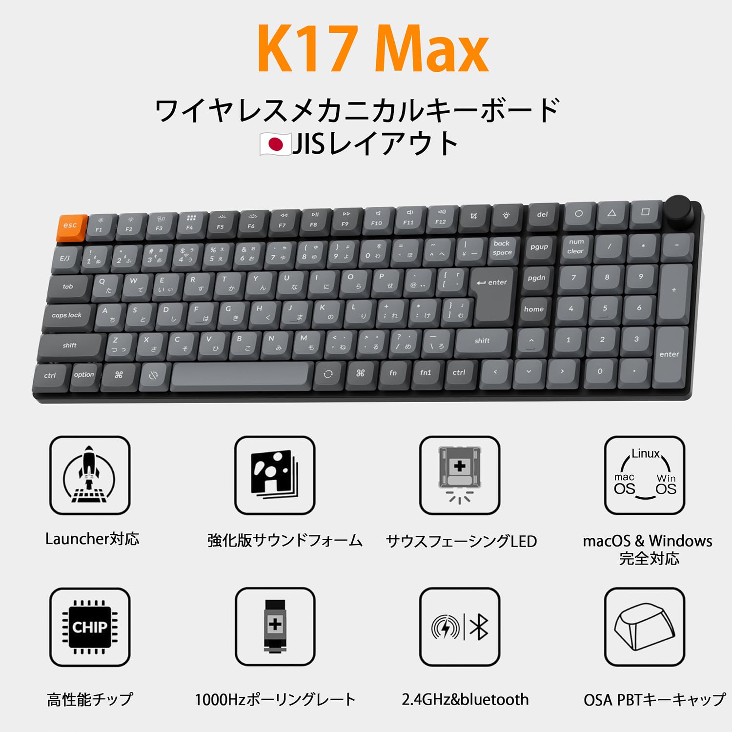 Amazon | 【国内正規品】Keychron K17 Max 96%レイアウト QMK/Launcher