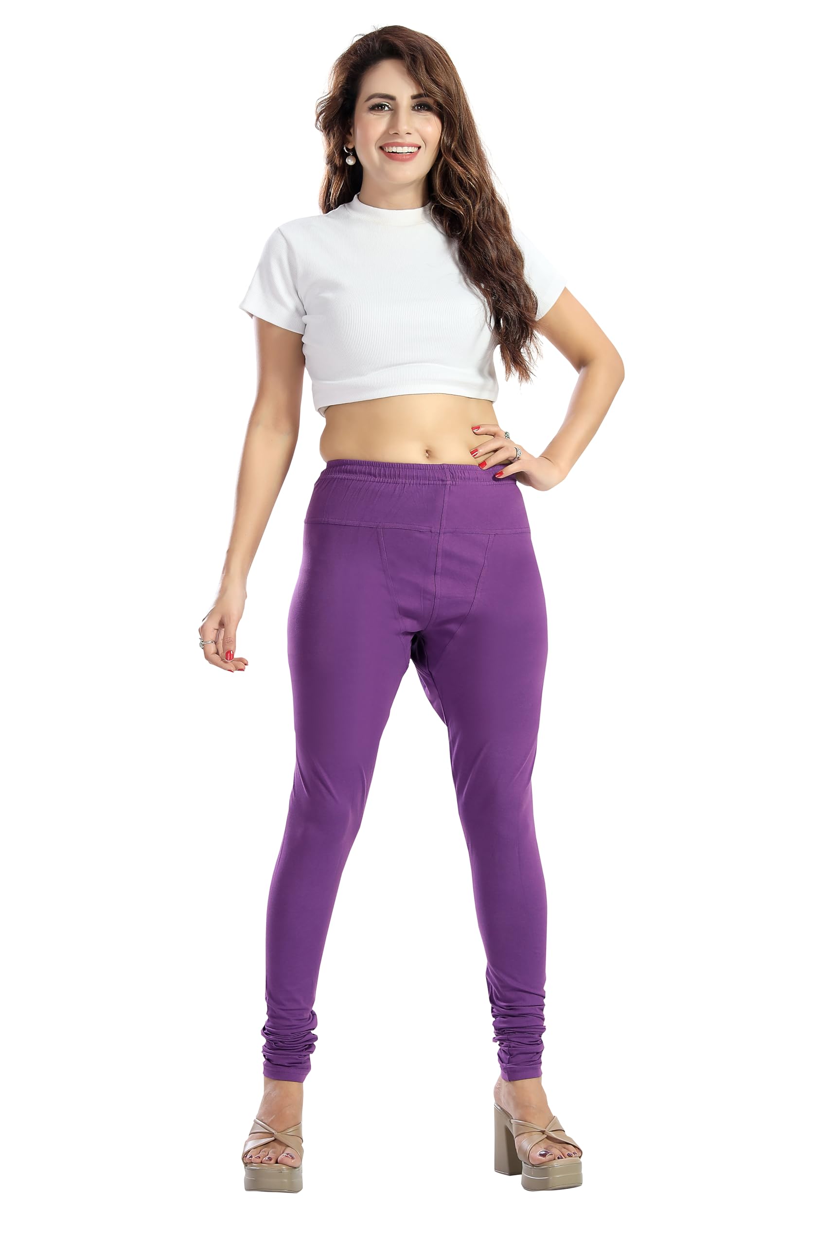 gemini Women's Cotton Lycra 4-Way Free Size Stretch Leggingss – Soft, Comfortable, Slim Fit – Purple-picture-37
