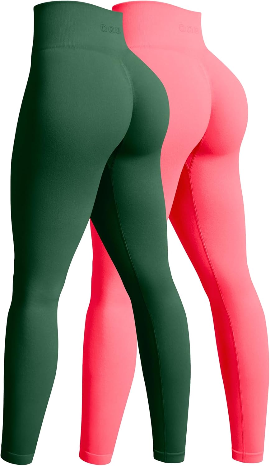 OQQ Women's 2 Piece Yoga Legging Seamless Workout High Waist Butt Liftings Athletic Leggings