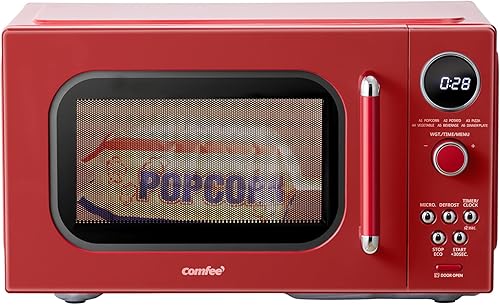 COMFEE Horno microondas retro, microondas pequeño con 6 menús automáticos, microondas compacto de encimera de 0.9 pies cúbicos con cocción