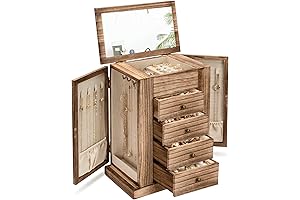 Emfogo Jewelry Box with 5 Layer Necklace Hanger