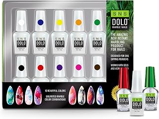 SNS DOLO Marble Nail Art Kit for Dipping Powders with 10 Captivating Colors Plus Base Coat & Top Coat - Marble Nail Design Works with Gels & Acrylics - Professionals & At-Home DIY Manicures