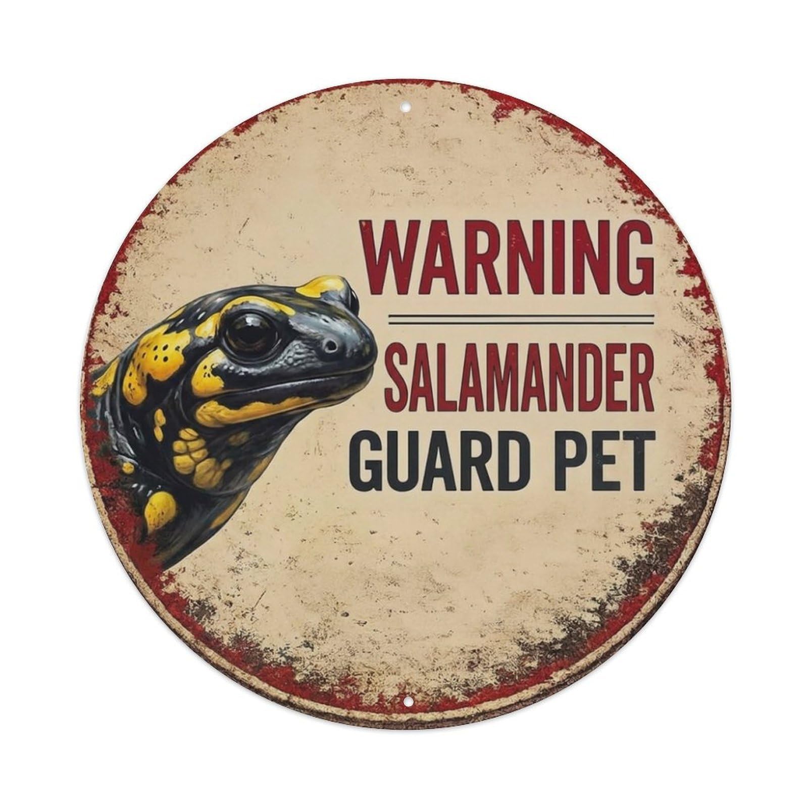 Metal Tin Sign Vintage Warning Salamander