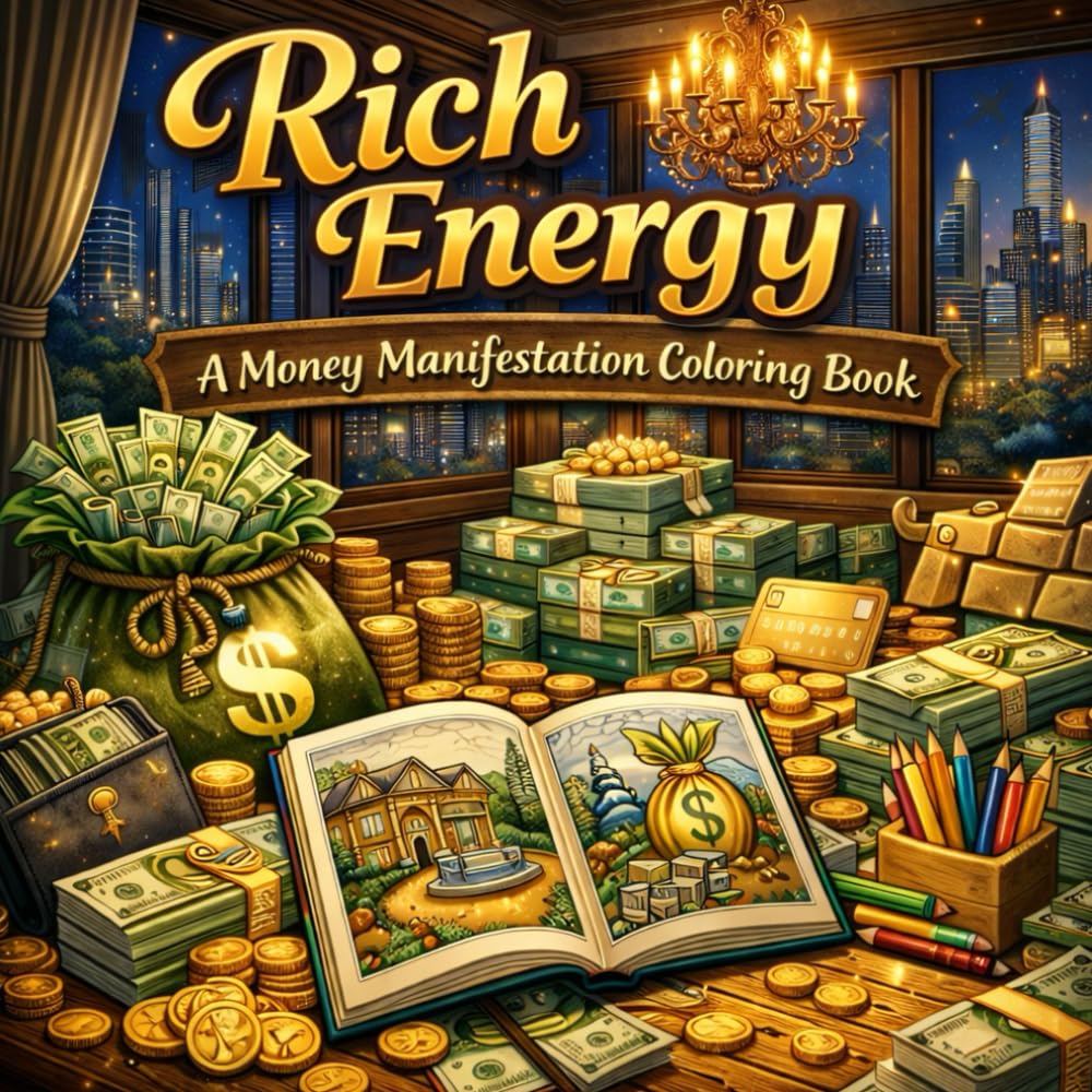 Rich Energy: A Money Manifestation Coloring Book with Affirmations for Adults: A Stress-Relief Coloring Book for Manifesting Abundance and Wealth (Post Grad Money Coloring Books)