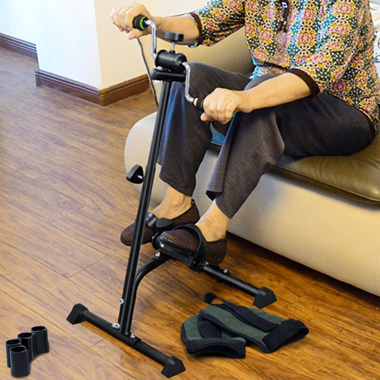 Pedal Exerciser Bike Hand Arm Leg and Knee Peddler, Adjustable Fitness Equipment for Seniors, Elderly Home Pedal Exercise Bike for Total Body